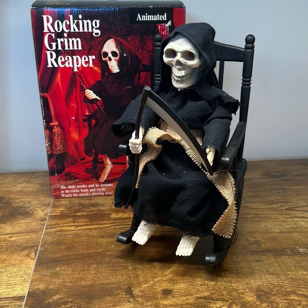 Gemmy Rocking Grim Reaper Animated Toy Figure Vintage 1995‎ w/ Box